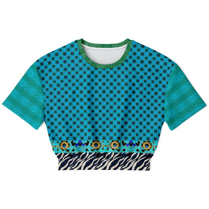 Electric Garden Maze in Wild Circles Eco-Poly Short Sleeve Cropped Pullover