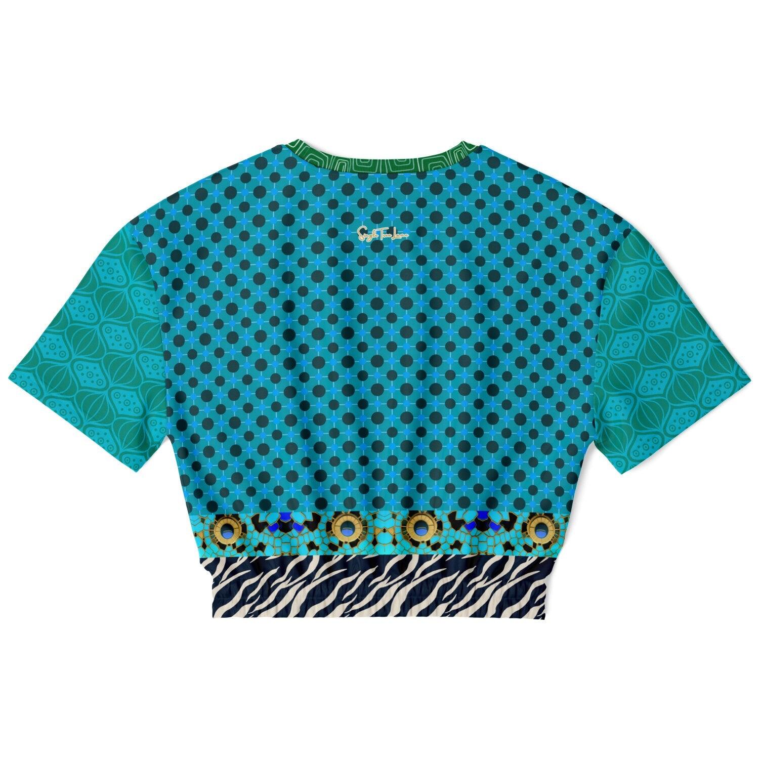 Electric Garden Maze in Wild Circles Eco-Poly Short Sleeve Cropped Pullover
