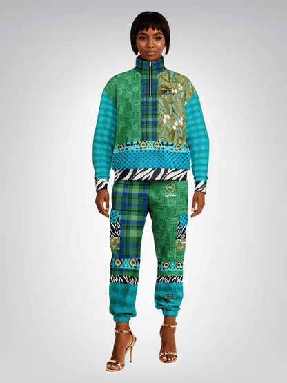 Electric Garden Maze Geometric Plaid Eco-Poly Cargo Joggers