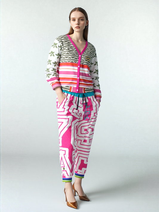 Elephants on Parade in White Heavyweight Unisex Cardigan