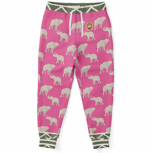 Elephants on Parade in Pink Eco-Poly Unisex Joggers