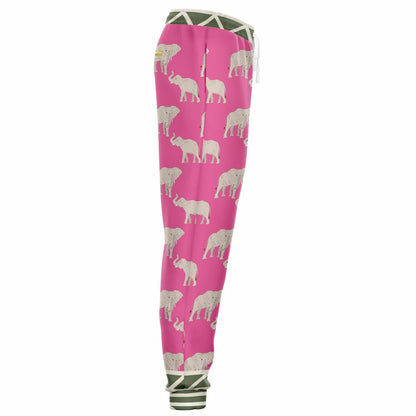 Elephants on Parade in Pink Eco-Poly Unisex Joggers