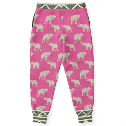 Elephants on Parade in Pink Eco-Poly Unisex Joggers