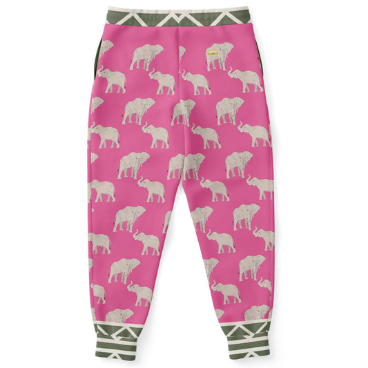 Elephants on Parade in Pink Eco-Poly Unisex Joggers