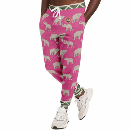 Elephants on Parade in Pink Eco-Poly Unisex Joggers