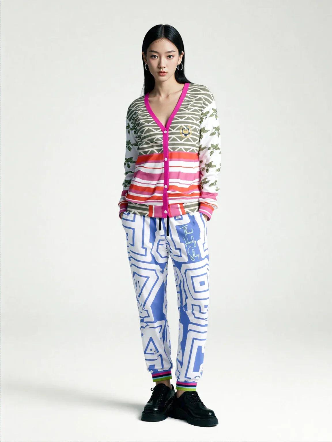 Elephants on Parade in White Heavyweight Unisex Cardigan