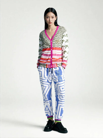 Elephants on Parade in White Heavyweight Unisex Cardigan
