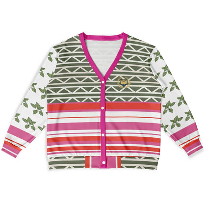 Elephants on Parade in White Heavyweight Unisex Cardigan