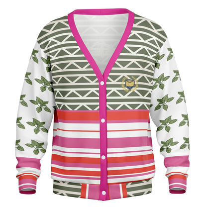 Elephants on Parade in White Heavyweight Unisex Cardigan