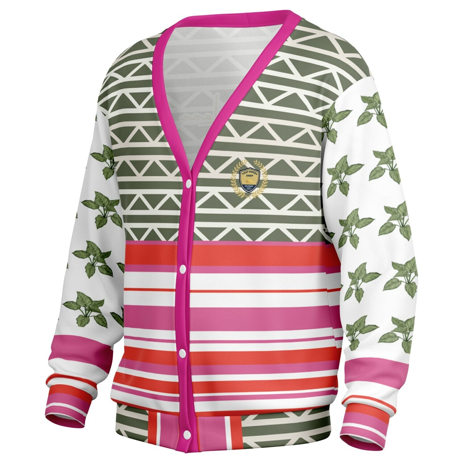 Elephants on Parade in White Heavyweight Unisex Cardigan