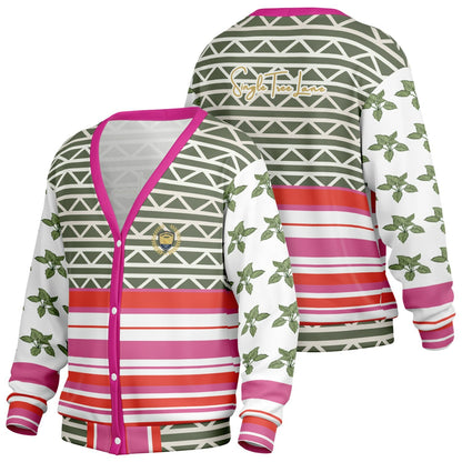 Elephants on Parade in White Heavyweight Unisex Cardigan