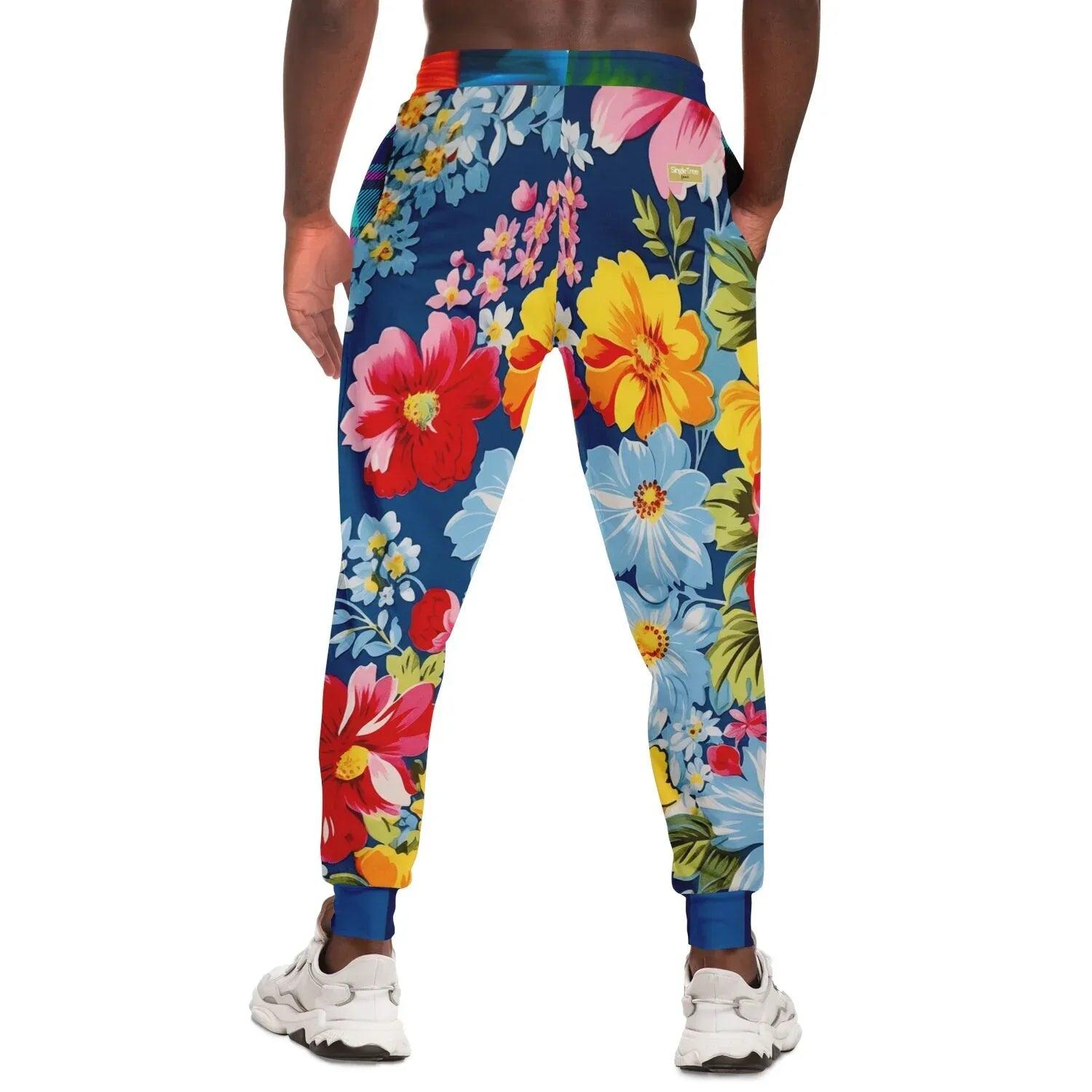 Emperor Cat in Rose Floral Eco-Poly Unisex Joggers