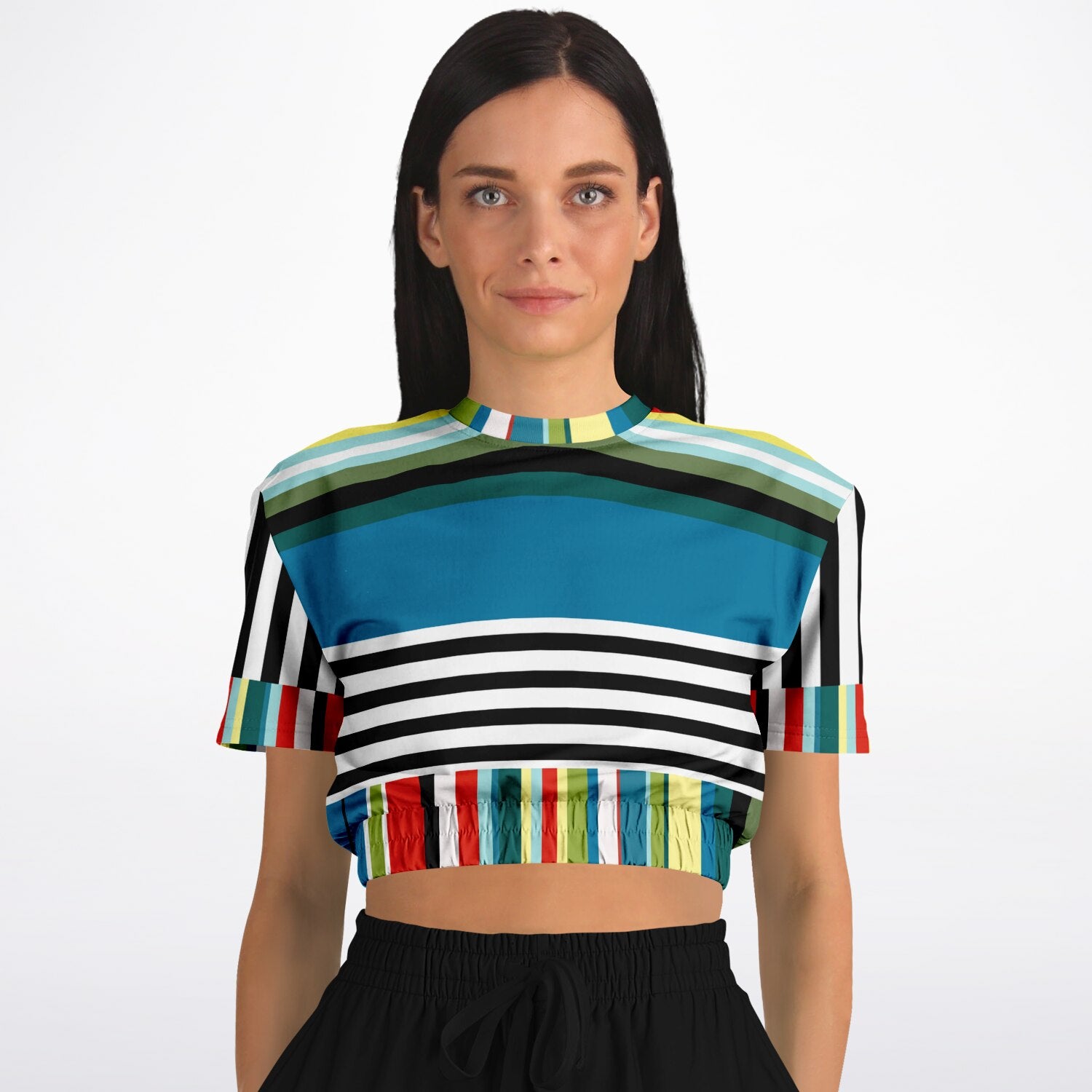 Everglades Jailhouse Stripe Eco-Poly Short Sleeve Cropped Pullover