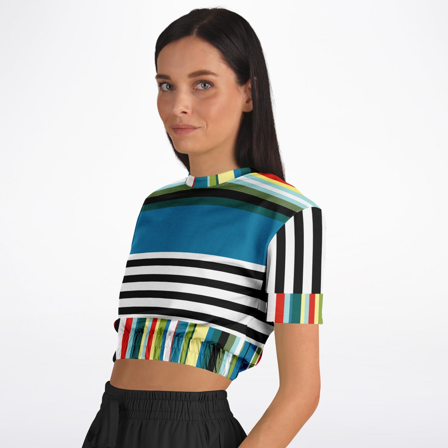 Everglades Jailhouse Stripe Eco-Poly Short Sleeve Cropped Pullover
