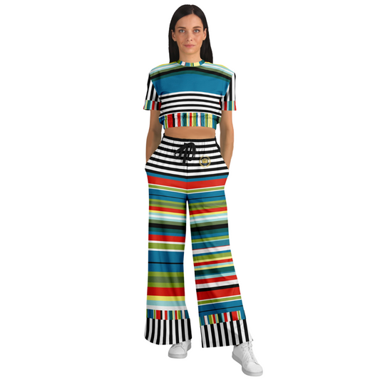 Everglades Rainbow Jailhouse Stripe Eco-Poly Wide Leg Pants