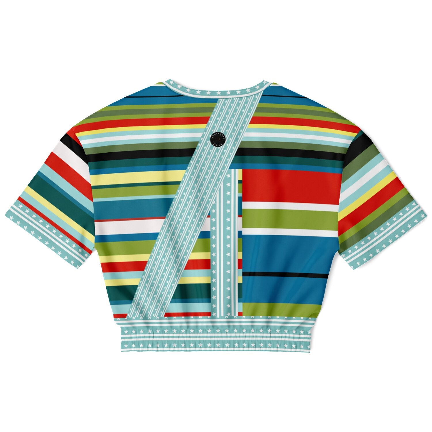Everglades Rainbow Stripe Redirected Eco-Poly Short Sleeve Cropped Pullover