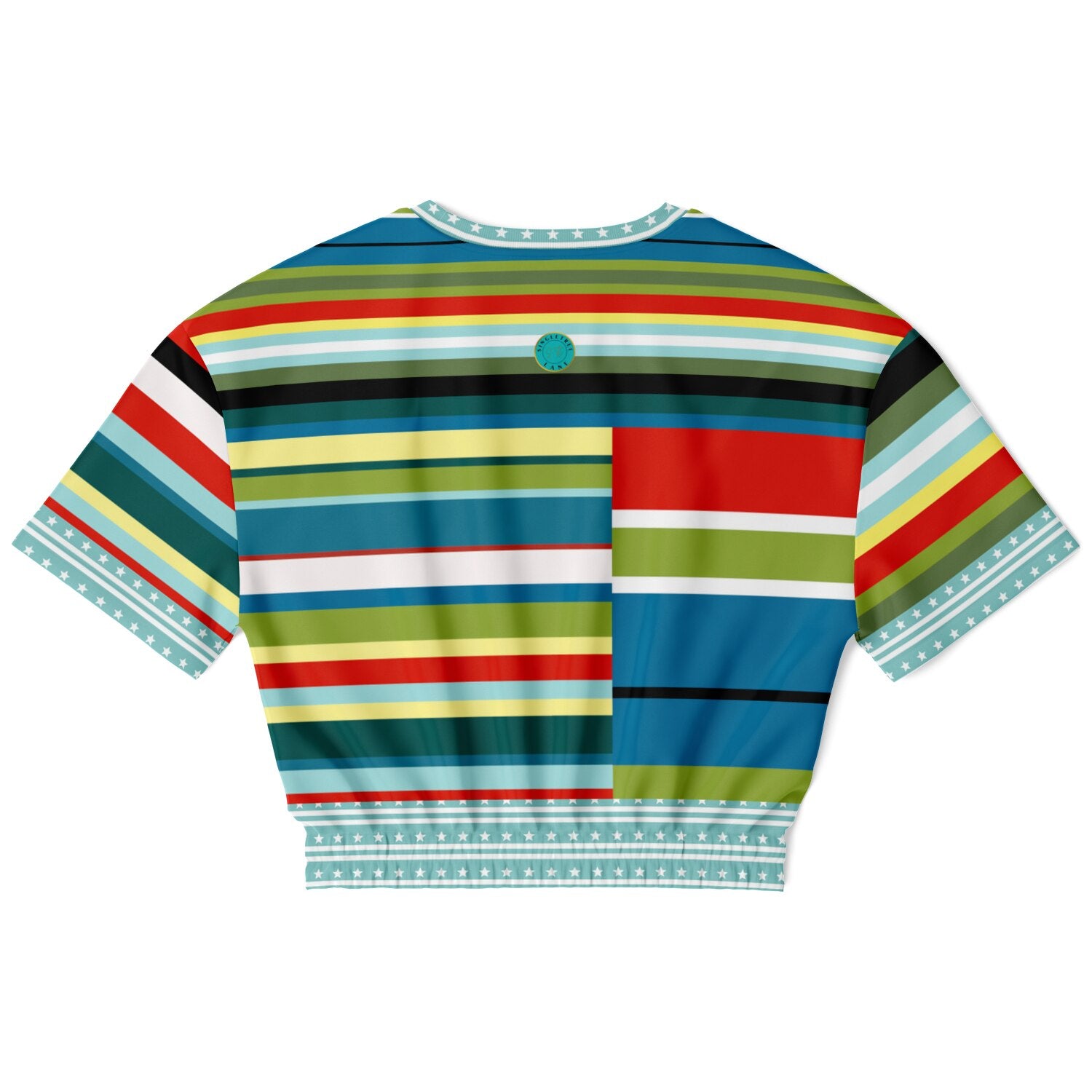 Everglades Rainbow Stripe Eco-Poly Short Sleeve Cropped Pullover