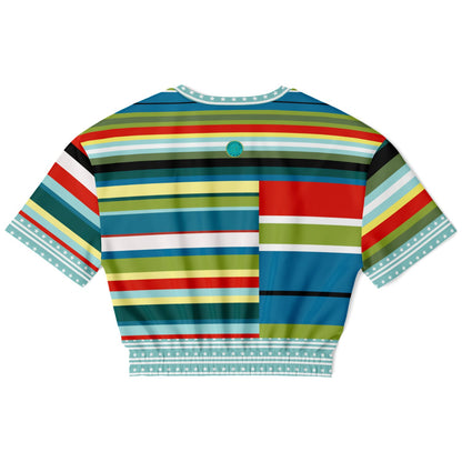 Everglades Rainbow Stripe Eco-Poly Short Sleeve Cropped Pullover