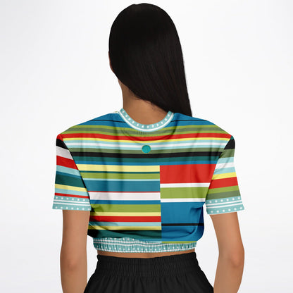 Everglades Rainbow Stripe Eco-Poly Short Sleeve Cropped Pullover