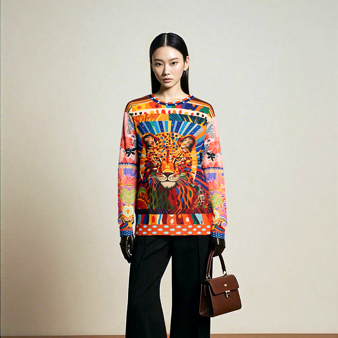 Exotic Sauvage in Rainbow Leopard Mid-Weight Unisex Sweatshirt (Gold Label)