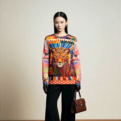 Exotic Sauvage in Rainbow Leopard Mid-Weight Unisex Sweatshirt (Gold Label)