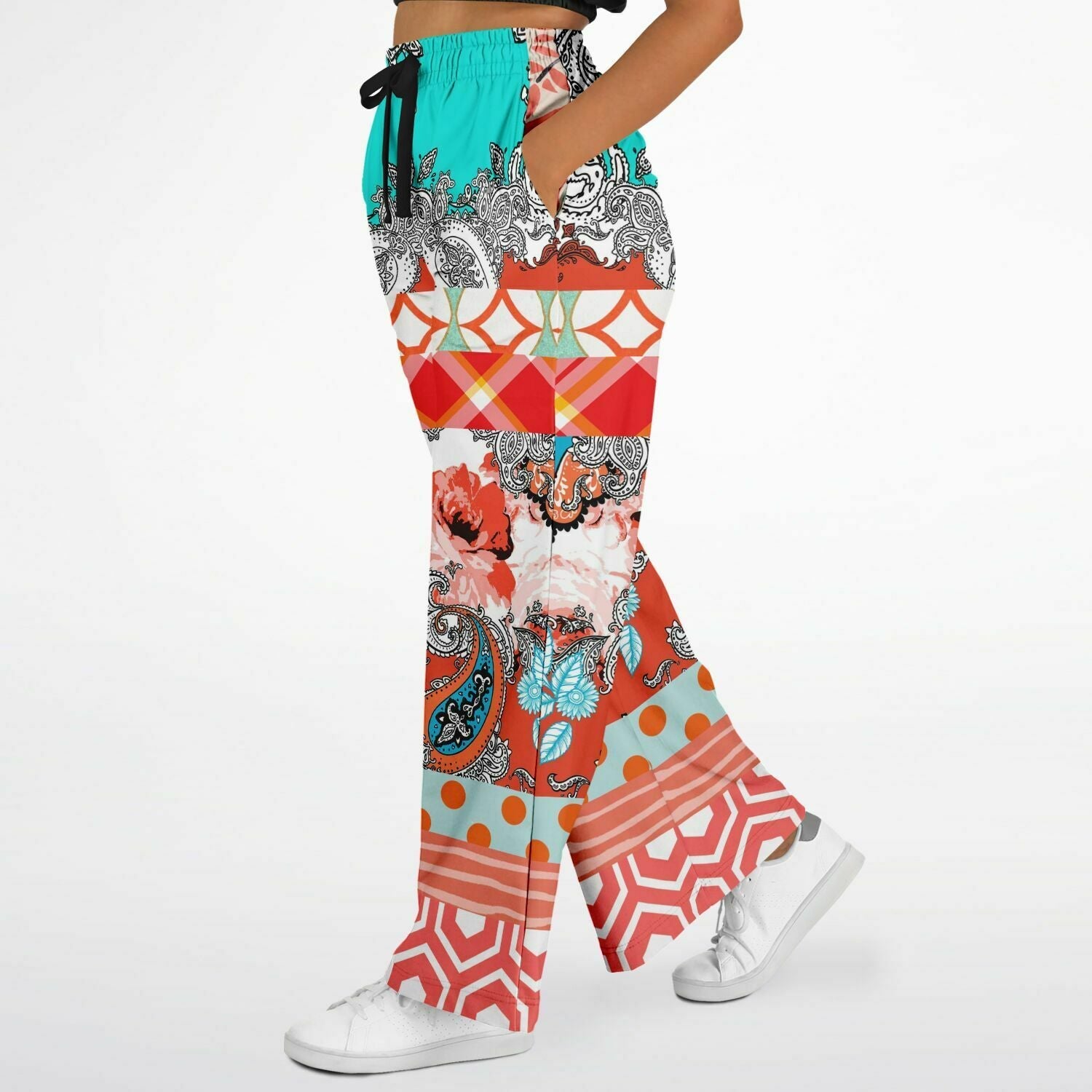 Coral Springs Hippie Patchwork Eco-Poly Patchwork Wide Leg Pants