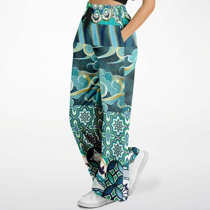 Green Meknes Mosaic Tile Eco-Poly Wide Leg Pants
