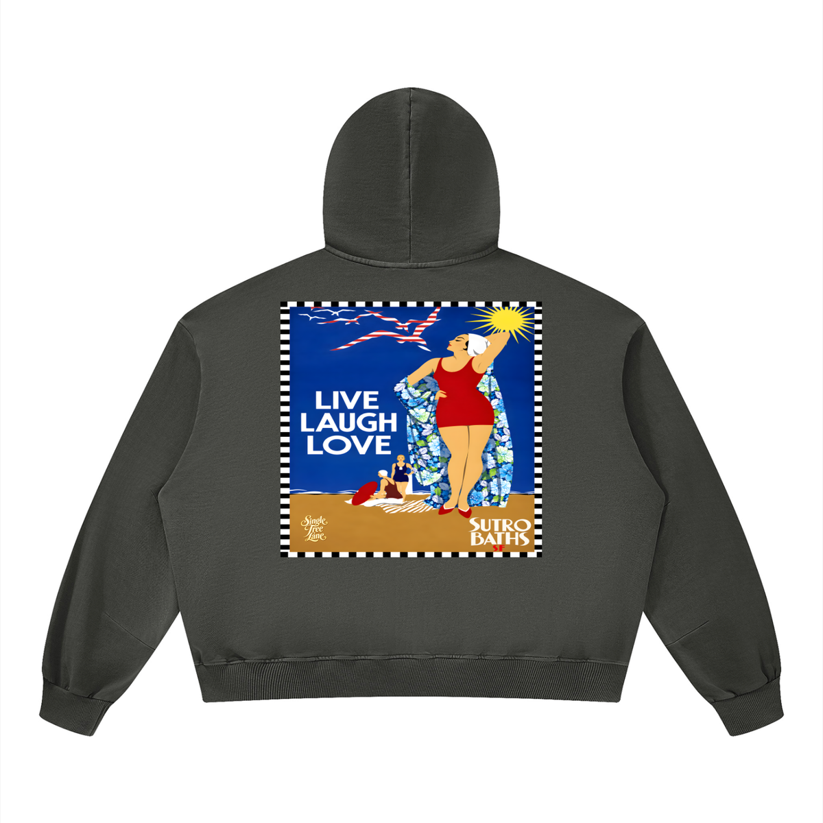 Live Laugh Love Sutro Baths San Francisco Unisex Boxy Vintage Washed Hoodie
