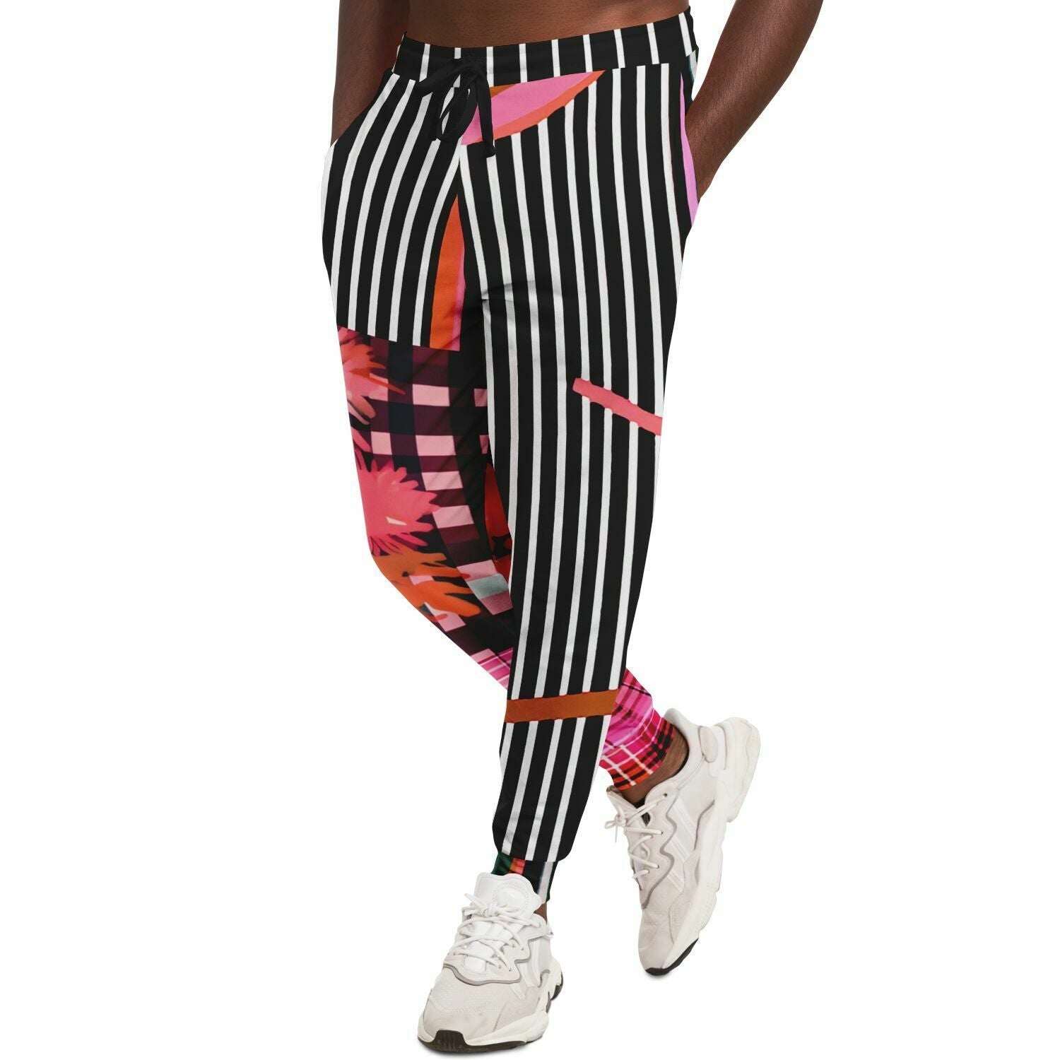Pink Chrysanthemum Plaid Eco-Poly Unisex Joggers
