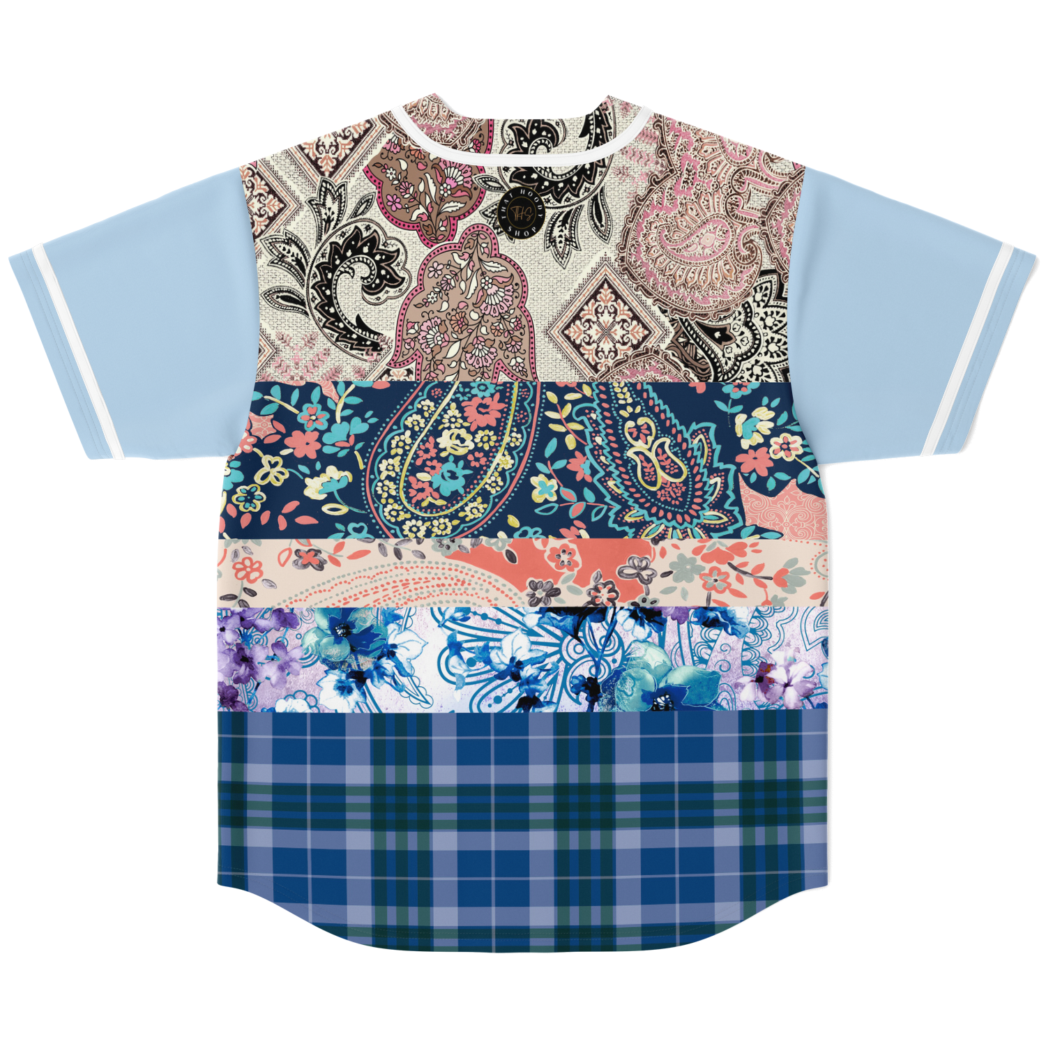 Dolores Park Paisley Print Short Sleeve Eco-Poly Baseball Jersey