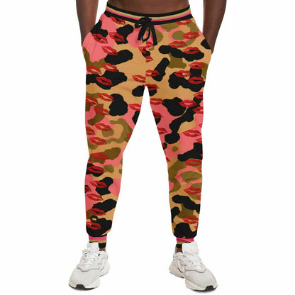 Lips on You Pink Eco-Poly Camo Unisex Joggers