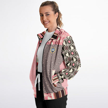 Fantasy in Pink and Brown Geometric Unisex Eco-Poly Track Jacket