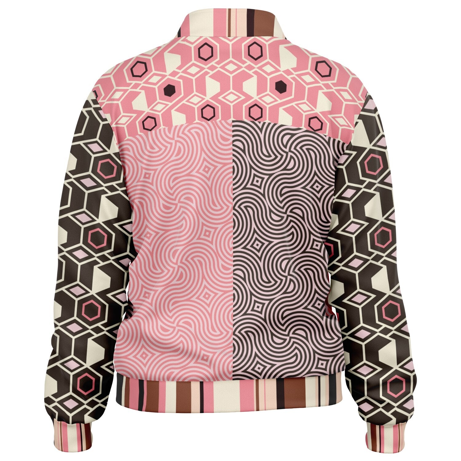 Fantasy in Pink and Brown Geometric Unisex Eco-Poly Track Jacket