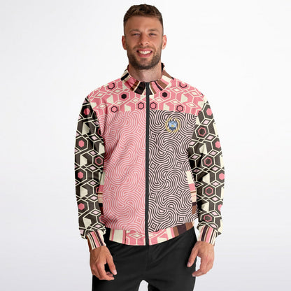 Fantasy in Pink and Brown Geometric Unisex Eco-Poly Track Jacket