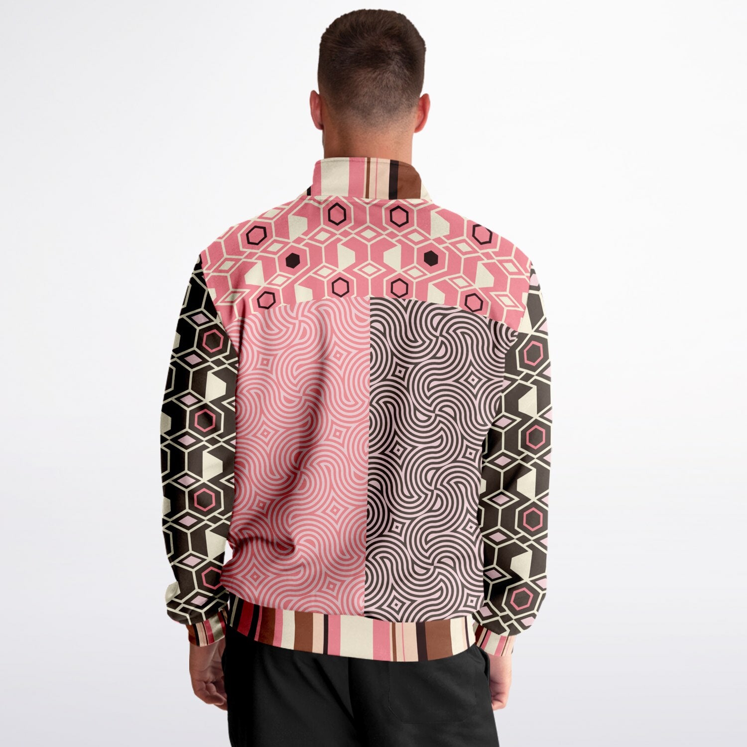 Fantasy in Pink and Brown Geometric Unisex Eco-Poly Track Jacket