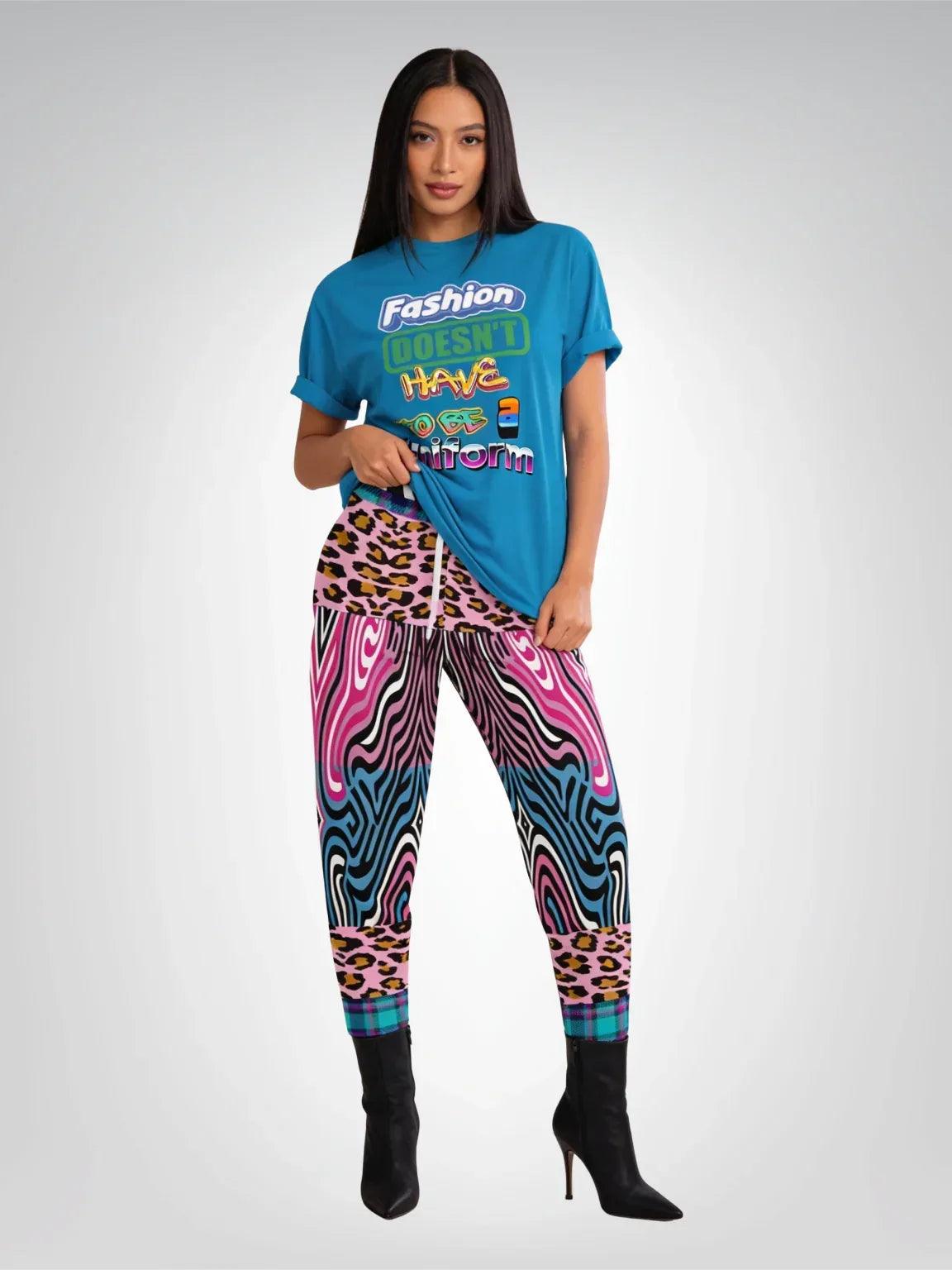 Plumed Horse Vibrant Zebra Print Eco-Poly Unisex Joggers