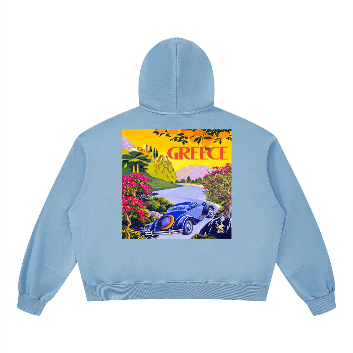 Greece - The Good Life Unisex Boxy Vintage Washed Hoodie
