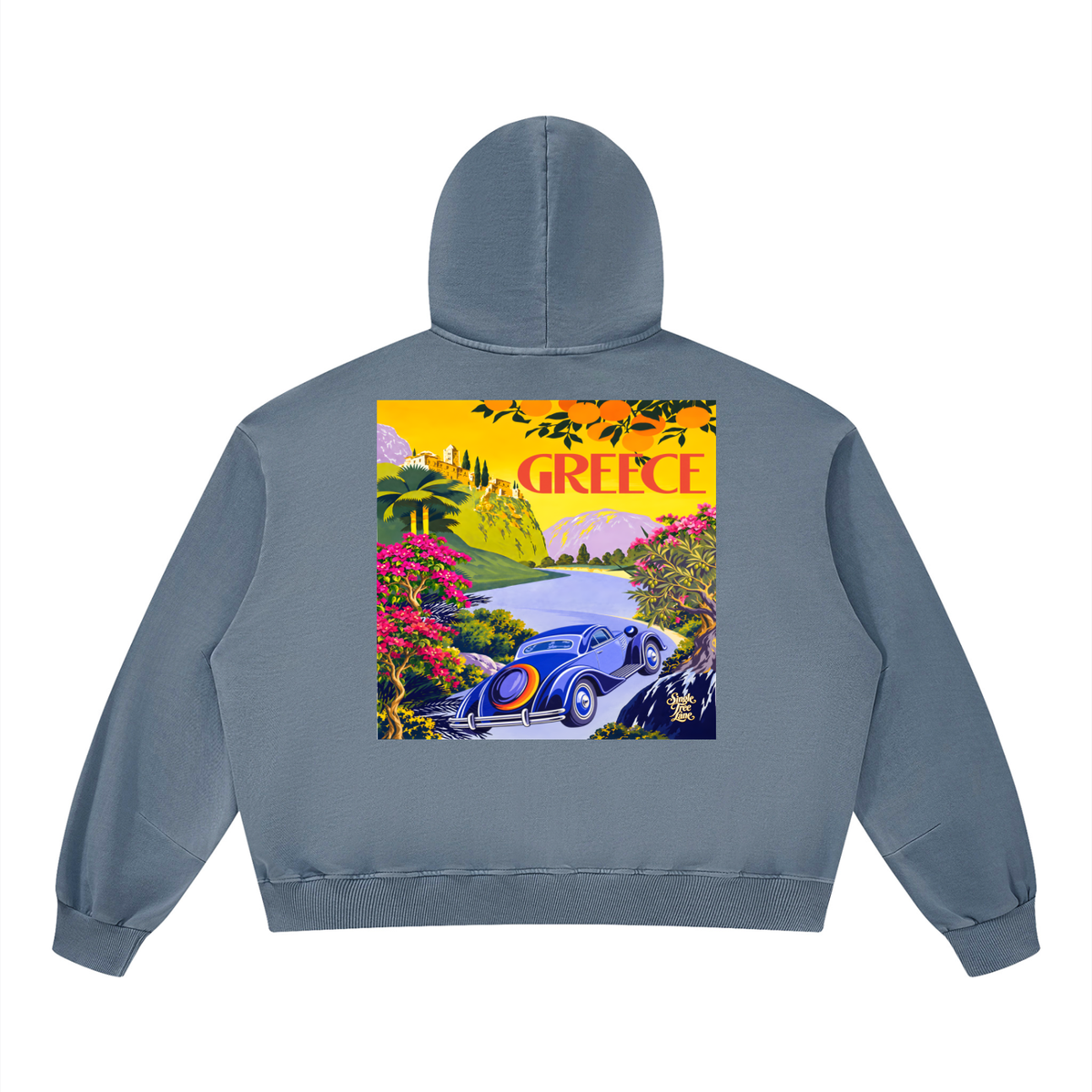 Greece - The Good Life Unisex Boxy Vintage Washed Hoodie