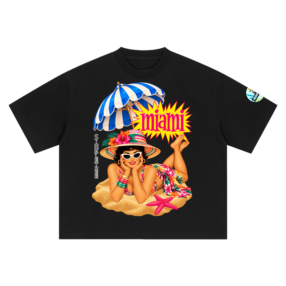 Miami Beach Girl on Vacation Boxy Oversized Unisex T-Shirt