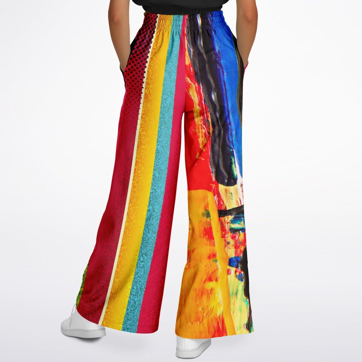 Esplanade Abstract and Colorblock Striped Eco-Poly Wide Leg Pants