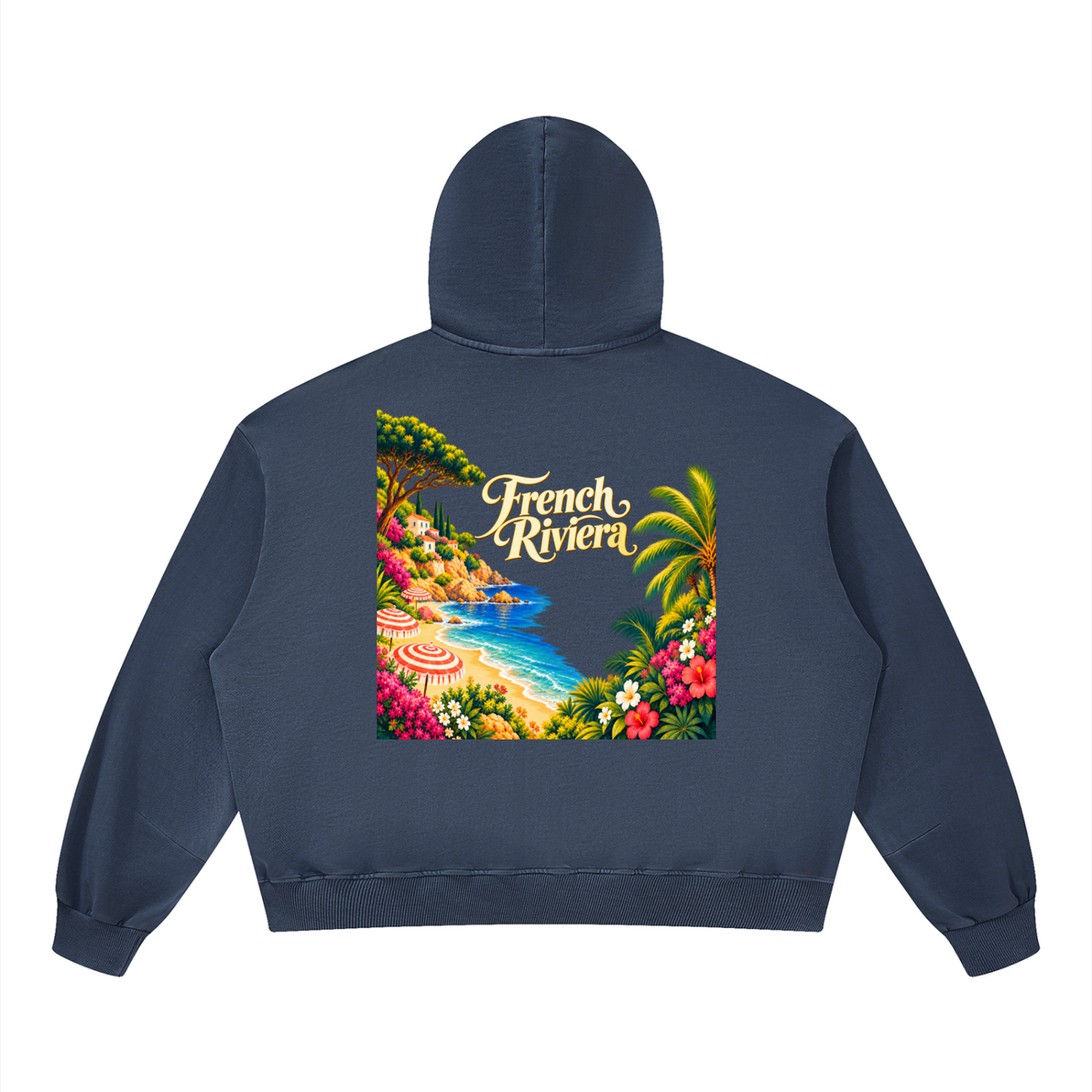 French Riviera Unisex Boxy Vintage Washed Hoodie