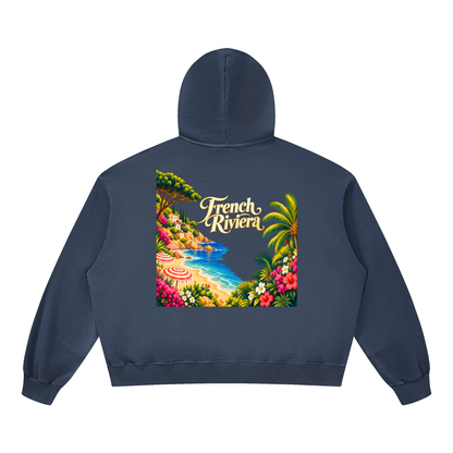 French Riviera Unisex Boxy Vintage Washed Hoodie