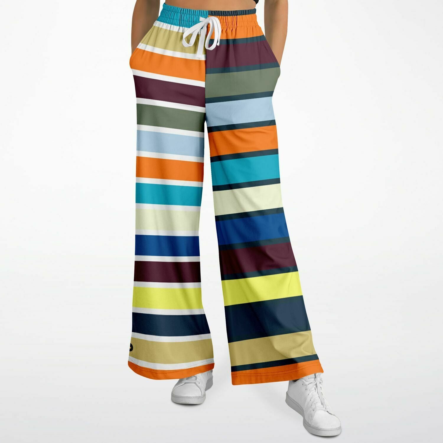 California Beach Girl Rugby Stripe Eco-Poly Wide Leg Pants