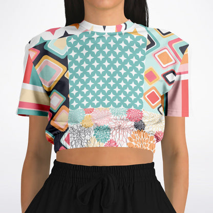 Old Miami Geometric Trefoil Eco-Poly Short Sleeve Cropped Pullover