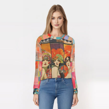 Flapper Girl in Triplicate Mid-Weight Polyester Unisex Sweatshirt (Gold Label)