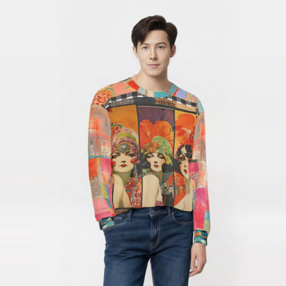 Flapper Girl in Triplicate Mid-Weight Polyester Unisex Sweatshirt (Gold Label)