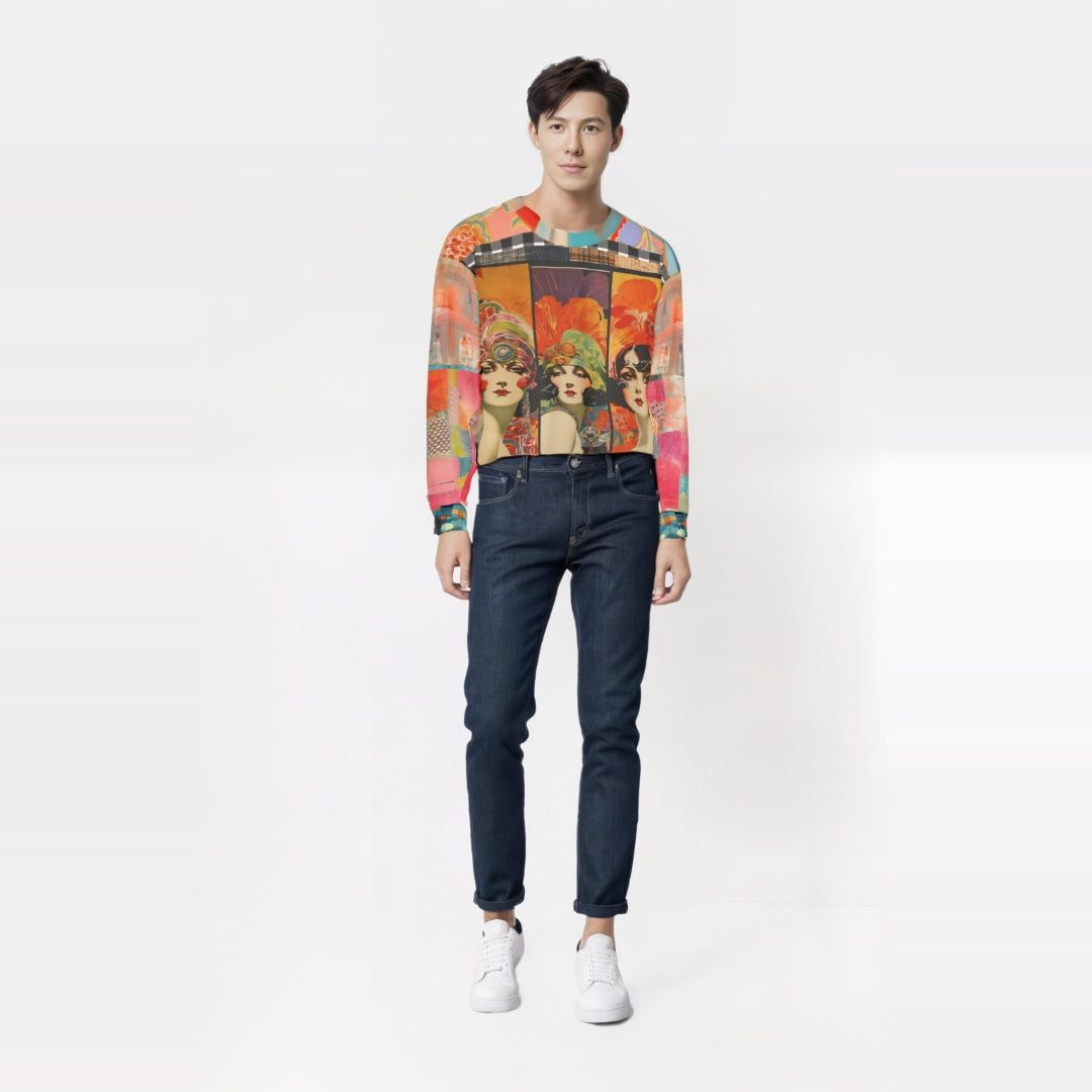 Flapper Girl in Triplicate Mid-Weight Polyester Unisex Sweatshirt (Gold Label)