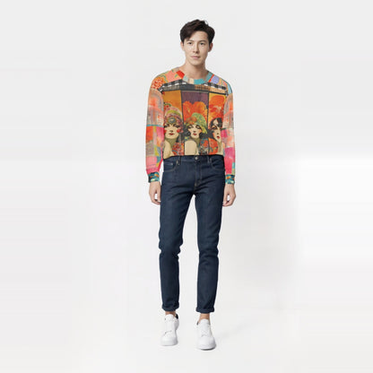 Flapper Girl in Triplicate Mid-Weight Polyester Unisex Sweatshirt (Gold Label)