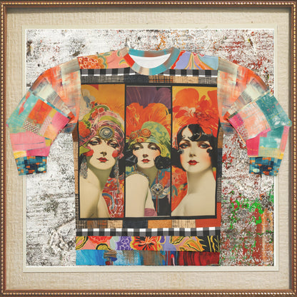 Flapper Girl in Triplicate Mid-Weight Polyester Unisex Sweatshirt (Gold Label)