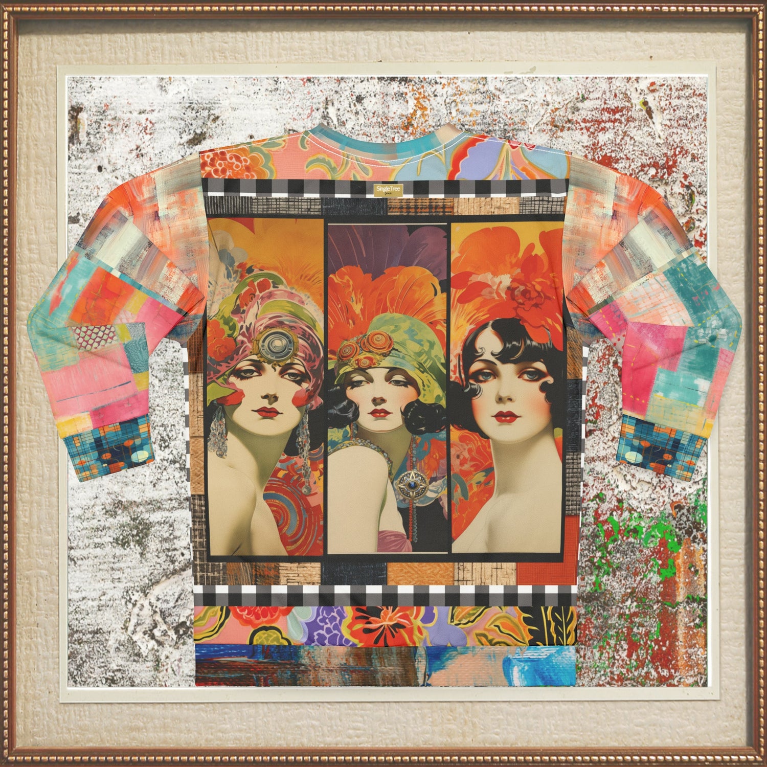 Flapper Girl in Triplicate Mid-Weight Polyester Unisex Sweatshirt (Gold Label)